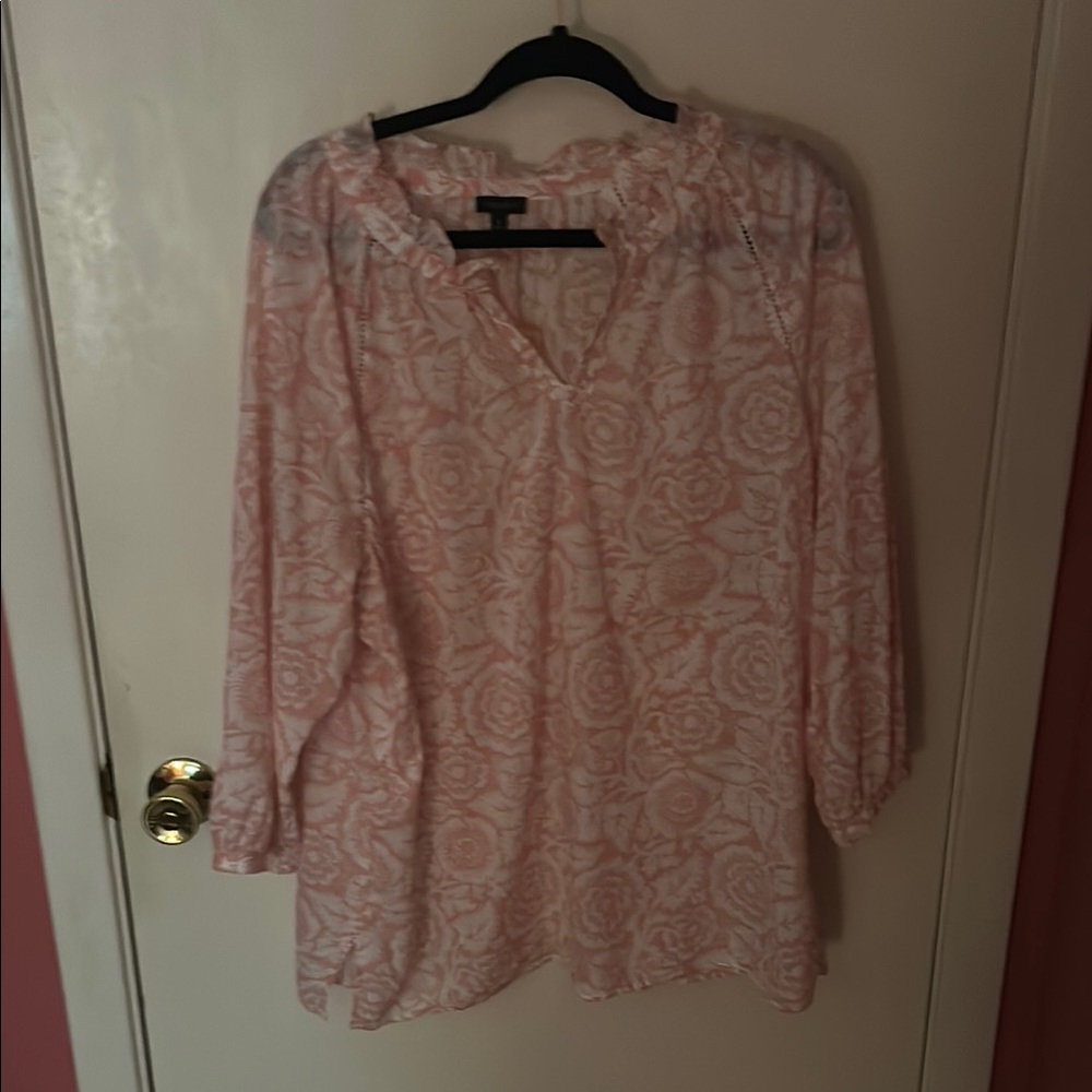Talbots Pink 3/4 Sleeve Relaxed Blouse
